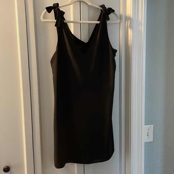 1. State V-neck shift dress with ties at shoulders. Lined. Size Medium - Picture 4 of 9